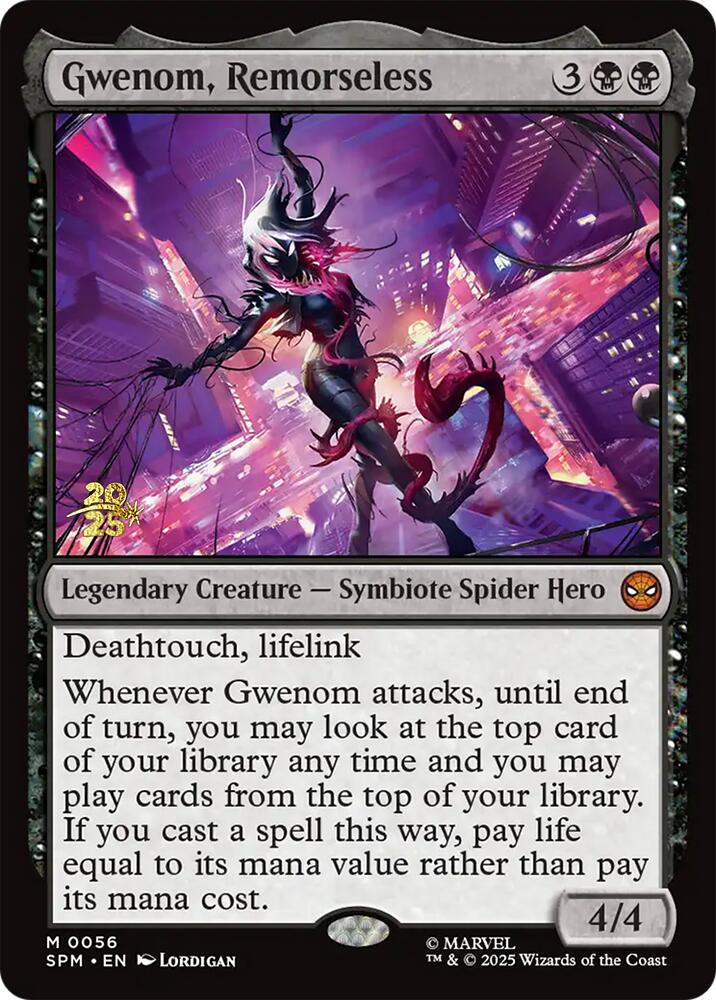 Gwenom, Remorseless [Marvel's Spider-Man Prerelease Promos] Magic: The Gathering