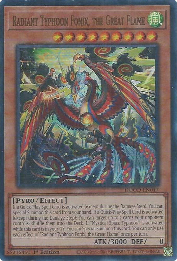 Radiant Typhoon Fonix, the Great Flame [DOOD-EN017] Ultra Rare - Yugioh Cards For Your TCG Needs!