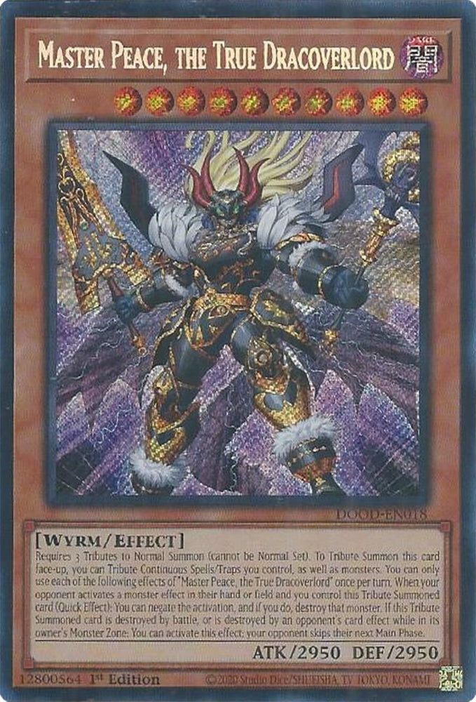 Master Peace, the True Dracoverlord [DOOD-EN018] Secret Rare - Yugioh Cards For Your TCG Needs!