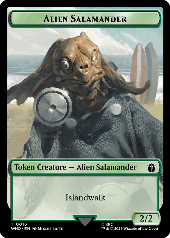 Human Noble // Alien Salamander Double-Sided Token [Doctor Who Tokens] Magic: The Gathering