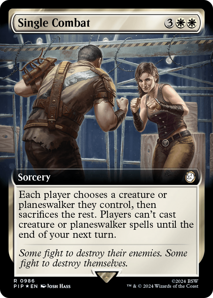 Single Combat (Extended Art) (Surge Foil) [Fallout] Magic: The Gathering