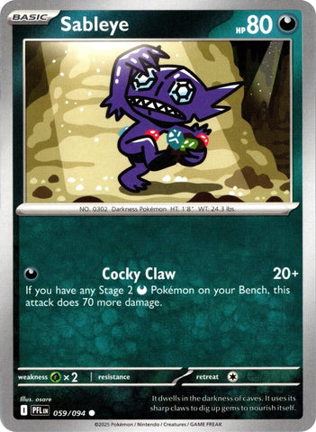 Sableye (059/094) [Mega Evolution: Phantasmal Flames] - Pokemon Cards For Your TCG Needs!
