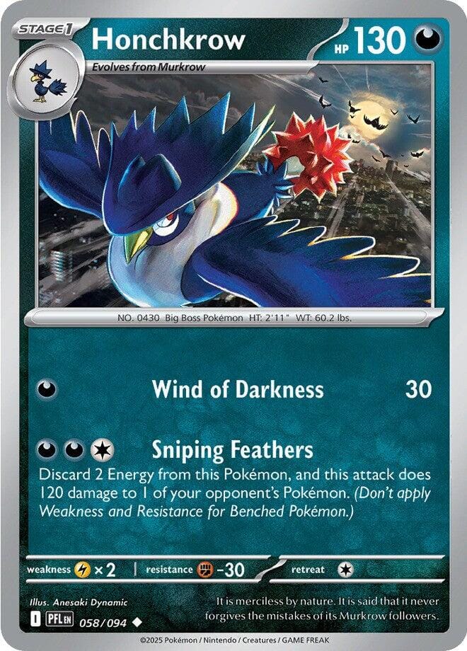 Honchkrow (058/094) [Mega Evolution: Phantasmal Flames] - Pokemon Cards For Your TCG Needs!