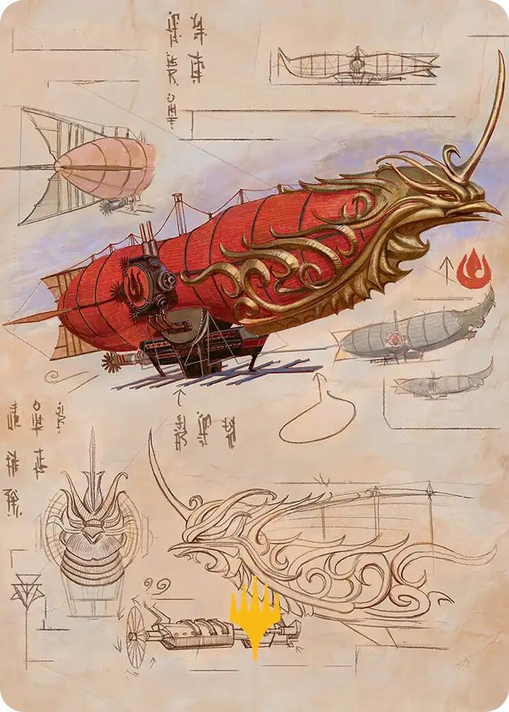 Phoenix Fleet Airship Art Card (Gold-Stamped Planeswalker Symbol) [Avatar: The Last Airbender Art Series] Magic: The Gathering