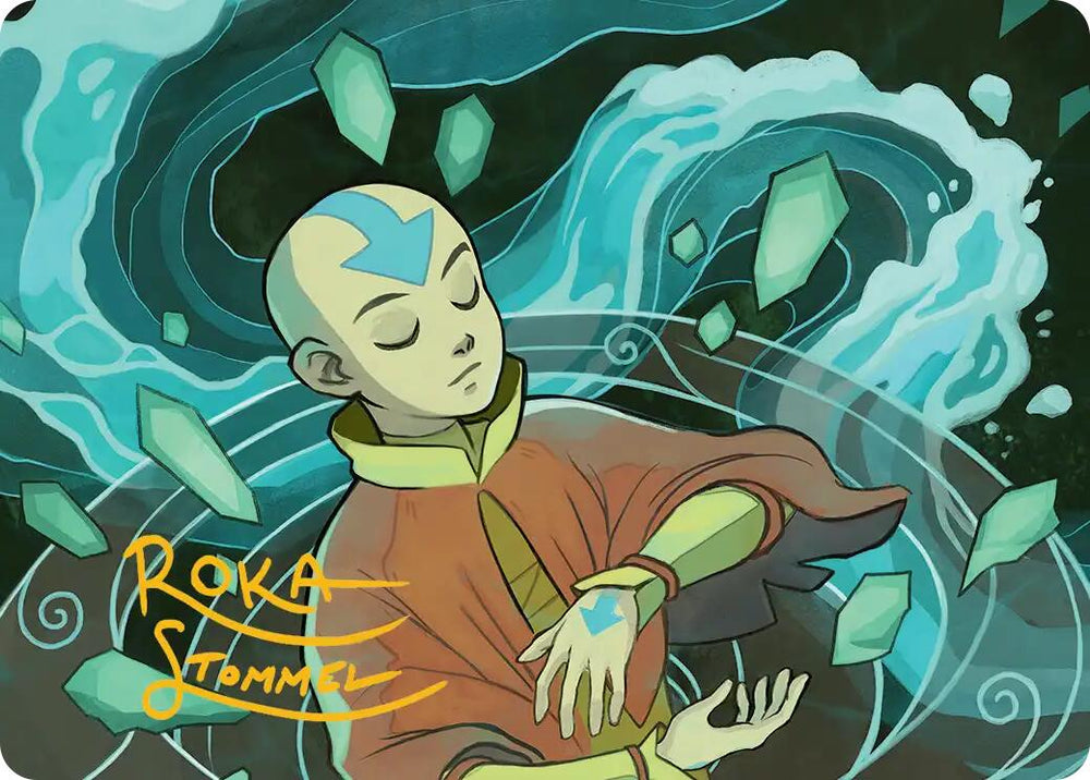Aang, at the Crossroads Art Card (Gold-Stamped Signature) [Avatar: The Last Airbender Art Series] Magic: The Gathering