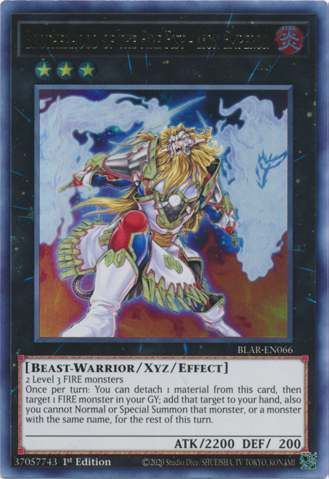 Brotherhood of the Fire Fist - Lion Emperor [BLAR-EN066] Ultra Rare - Yugioh Cards For Your TCG Needs!