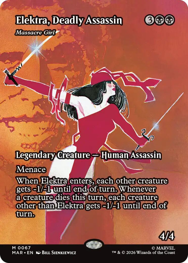 Elektra, Deadly Assassin - Massacre Girl (Borderless) [Marvel Universe: Eternal-Legal] Magic: The Gathering