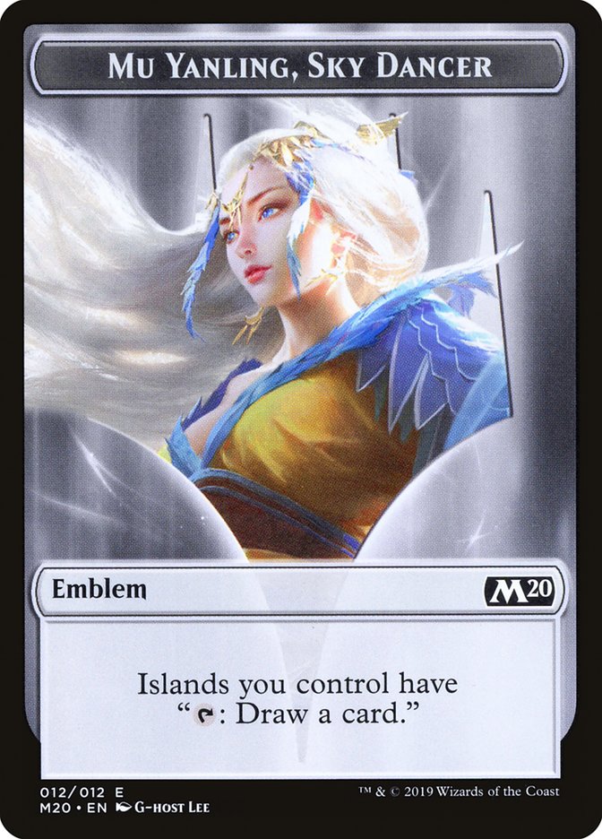 Mu Yanling, Sky Dancer Emblem [Core Set 2020 Tokens] Magic: The Gathering