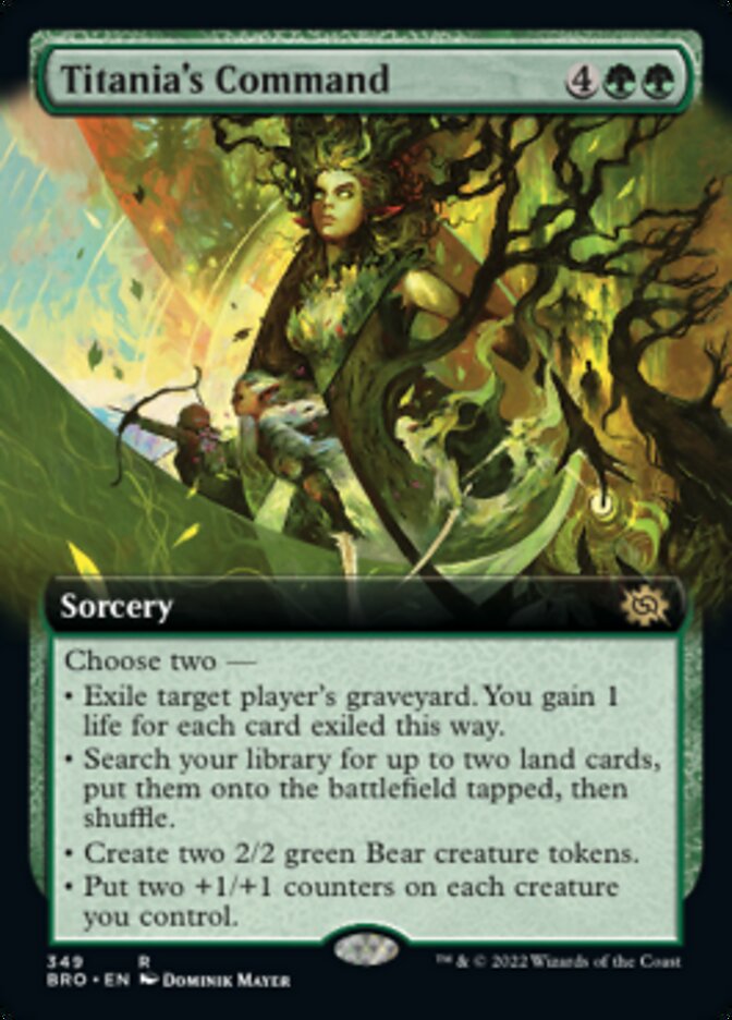 Titania's Command (Extended Art) [The Brothers' War] Magic: The Gathering