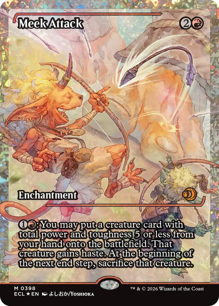 Meek Attack (398) (Showcase) (Fracture Foil) [Lorwyn Eclipsed] Magic: The Gathering