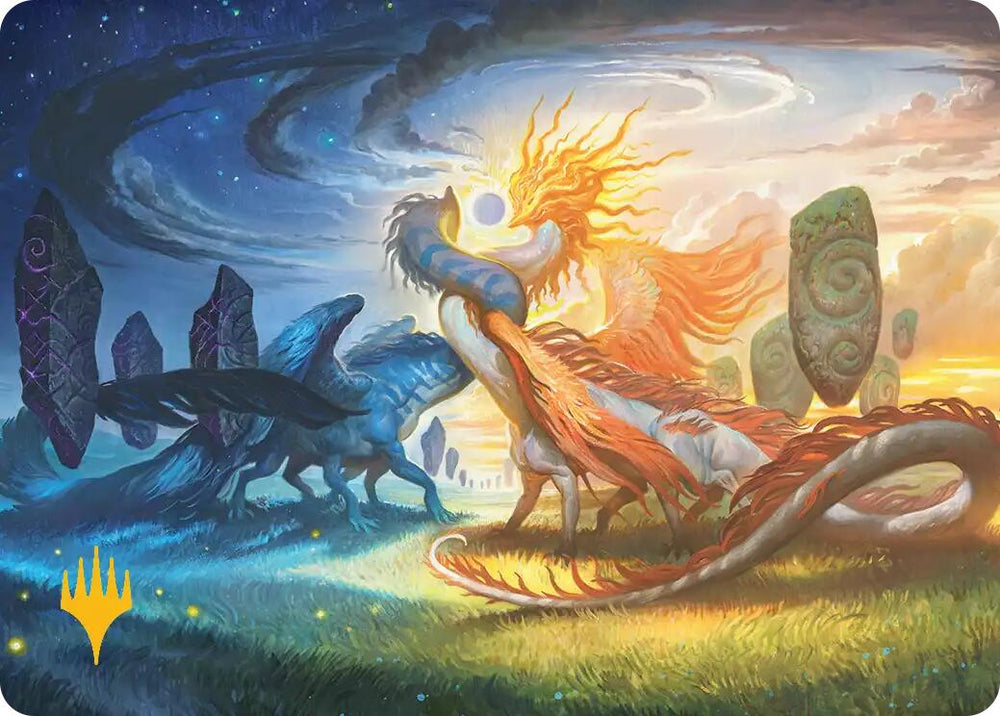 Celestial Reunion Art Card (19/54) (Gold-Stamped Planeswalker Symbol) [Lorwyn Eclipsed Art Series] Magic: The Gathering