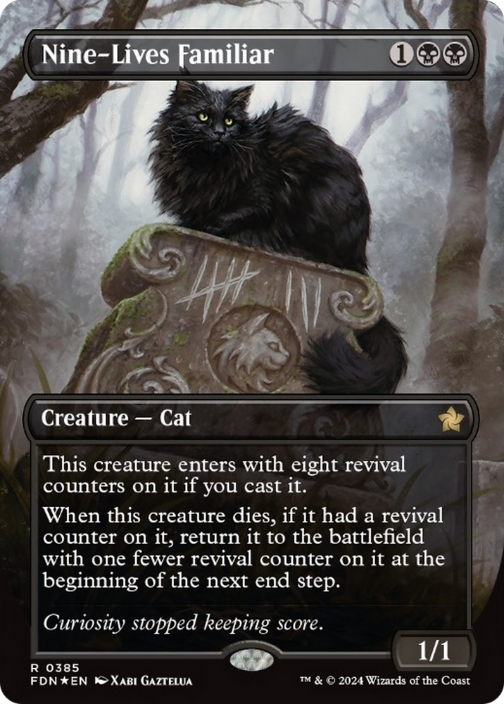 Nine-Lives Familiar (Borderless Mana Foil) [Foundations] Magic: The Gathering