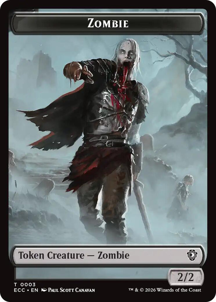 Zombie // Elf Warrior Double-Sided Token [Lorwyn Eclipsed Tokens] Magic: The Gathering