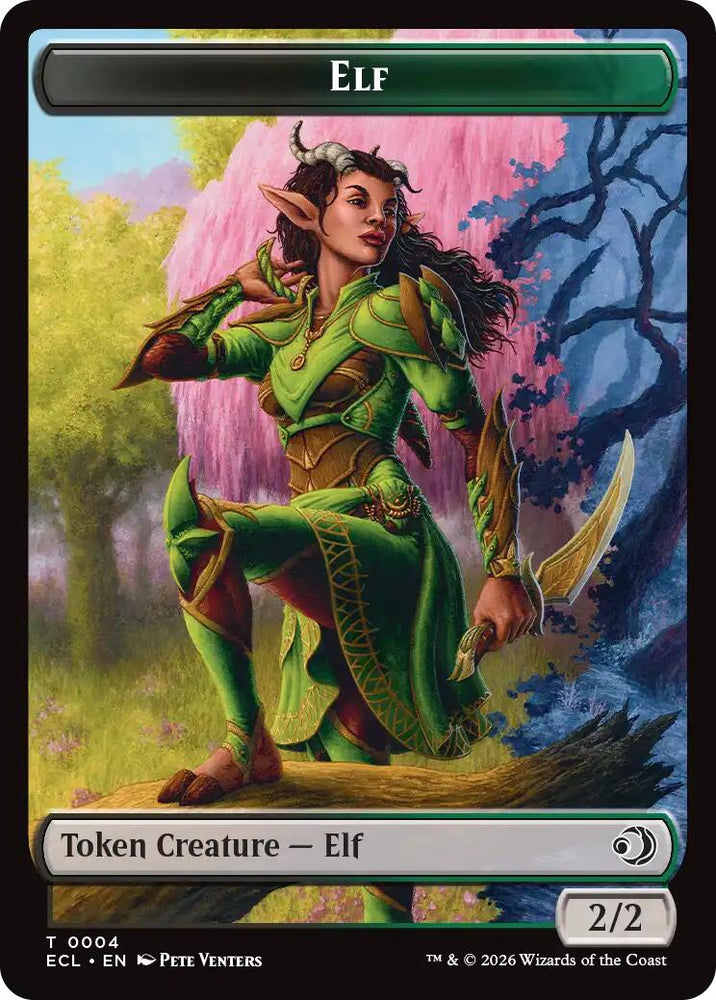 Elf // Kithkin (0007) Double-Sided Token [Lorwyn Eclipsed Tokens] Magic: The Gathering