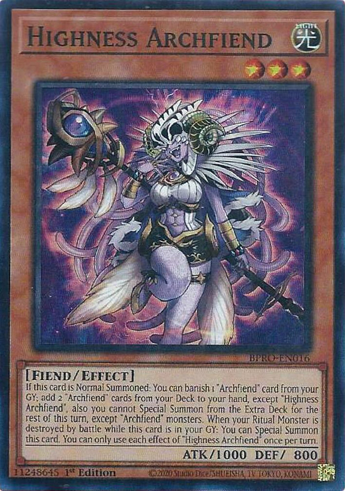 Highness Archfiend [BPRO-EN016] Super Rare - Yugioh Cards For Your TCG Needs!