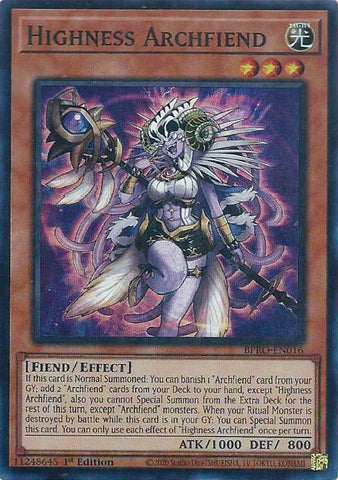 Highness Archfiend [BPRO-EN016] Super Rare - Yugioh Cards For Your TCG Needs!
