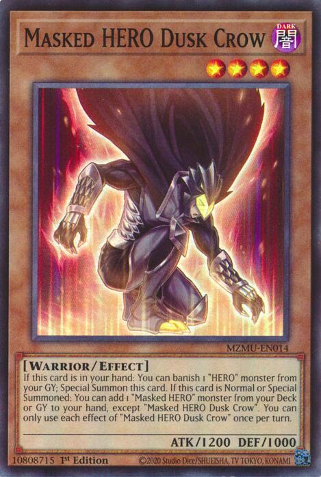 Masked HERO Dusk Crow [MZMU-EN014] Super Rare - Yugioh Cards For Your TCG Needs!