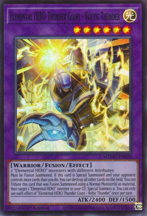 Elemental HERO Thunder Giant - Voltic Thunder [MZMU-EN029] Super Rare - Yugioh Cards For Your TCG Needs!
