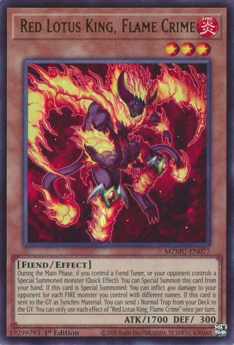Red Lotus King, Flame Crime [MZMU-EN077] Ultra Rare - Yugioh Cards For Your TCG Needs!