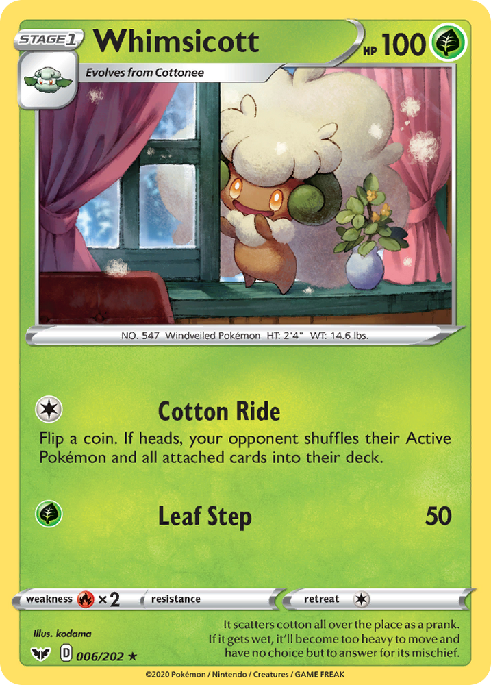 Whimsicott (006/202) [Sword & Shield: Base Set] Pokémon