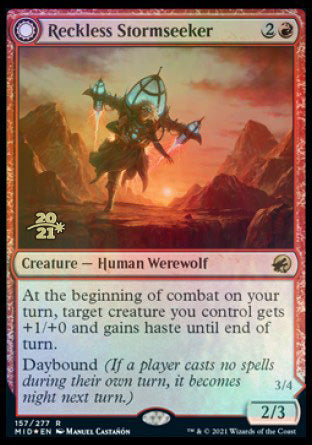 Reckless Stormseeker // Storm-Charged Slasher [Innistrad: Midnight Hunt Prerelease Promos] Magic: The Gathering