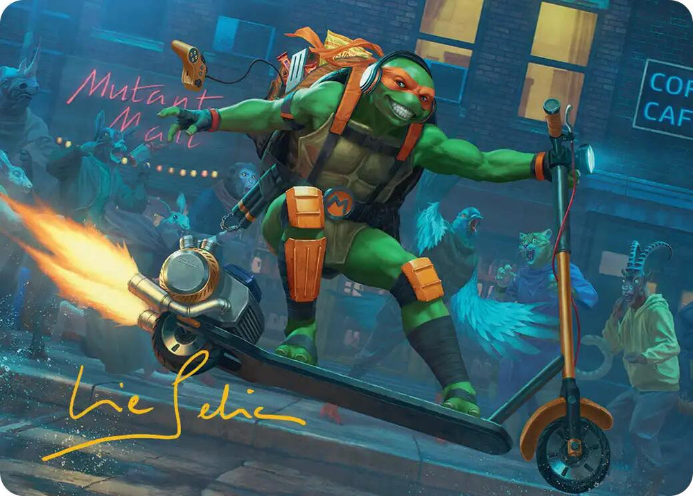 Michelangelo, On the Scene Art Card (Gold-Stamped Signature) [Teenage Mutant Ninja Turtles Art Series] Magic: The Gathering