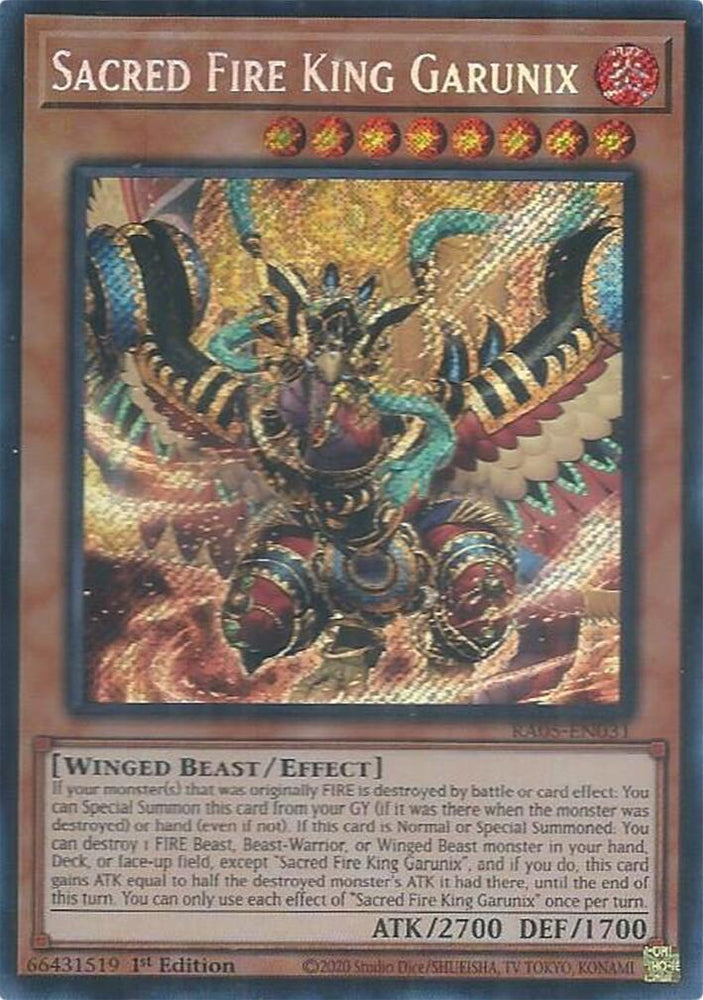 Sacred Fire King Garunix [RA05-EN031] Secret Rare - Yugioh Cards For Your TCG Needs!