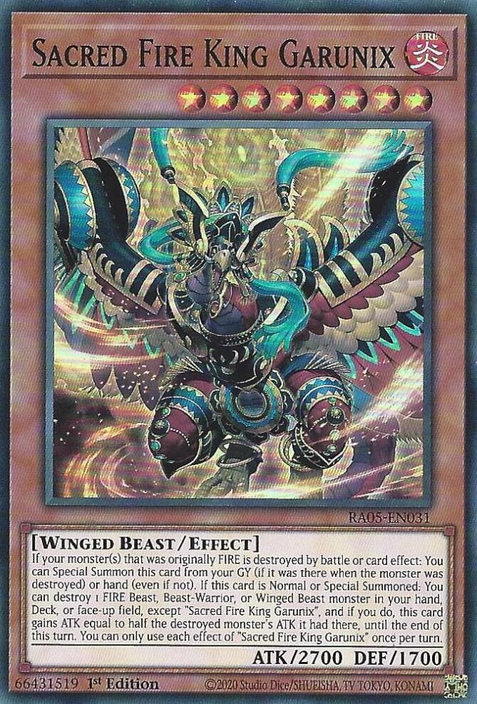 Sacred Fire King Garunix [RA05-EN031] Super Rare - Yugioh Cards For Your TCG Needs!