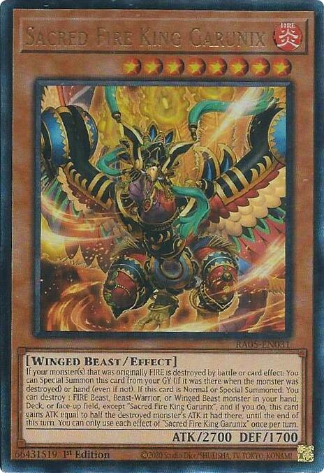 Sacred Fire King Garunix [RA05-EN031] Ultimate Rare - Yugioh Cards For Your TCG Needs!