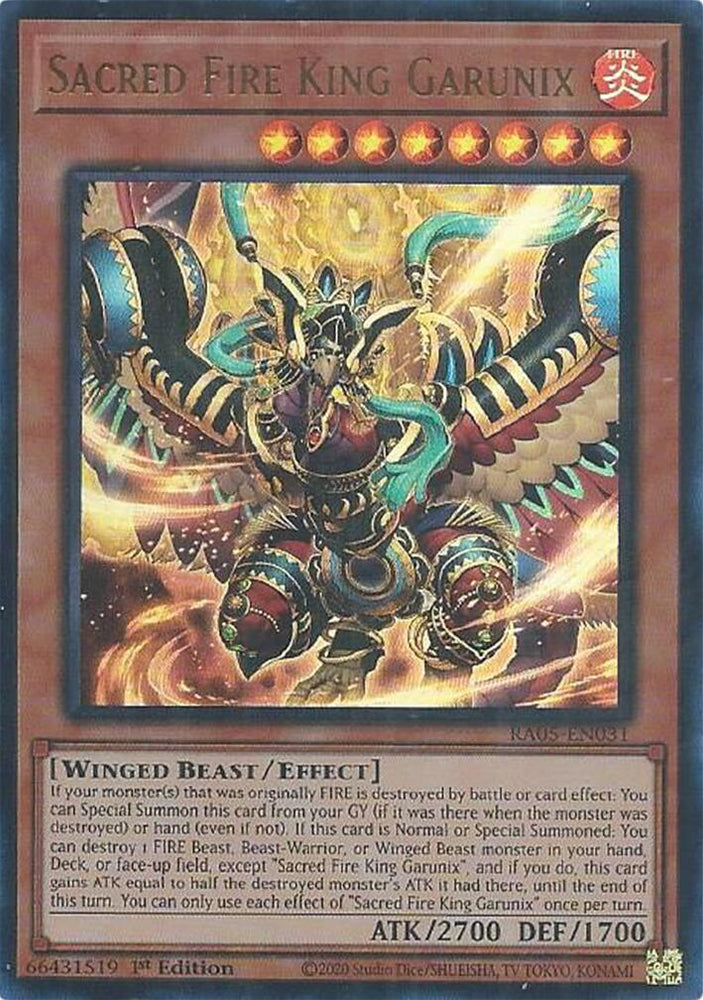 Sacred Fire King Garunix [RA05-EN031] Ultra Rare - Yugioh Cards For Your TCG Needs!