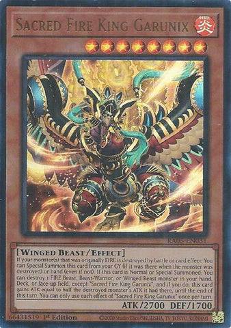 Sacred Fire King Garunix [RA05-EN031] Ultra Rare - Yugioh Cards For Your TCG Needs!