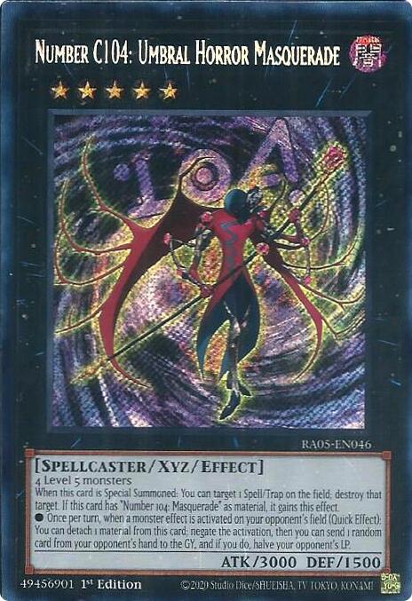 Number C104: Umbral Horror Masquerade [RA05-EN046] Secret Rare - Yugioh Cards For Your TCG Needs!