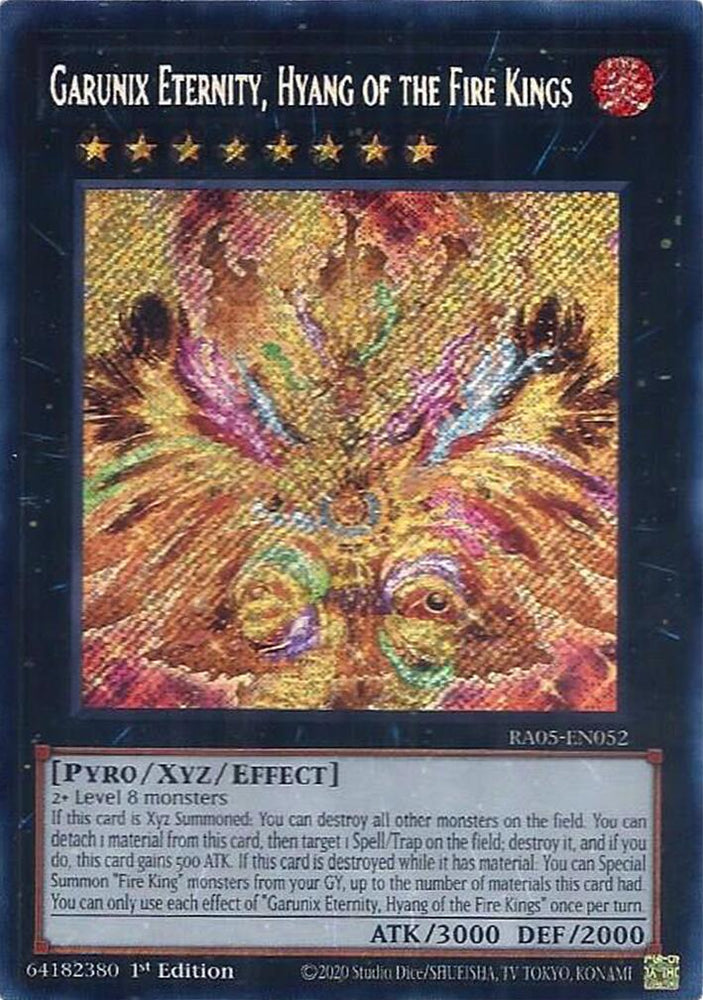 Garunix Eternity, Hyang of the Fire Kings [RA05-EN052] Secret Rare - Yugioh Cards For Your TCG Needs!