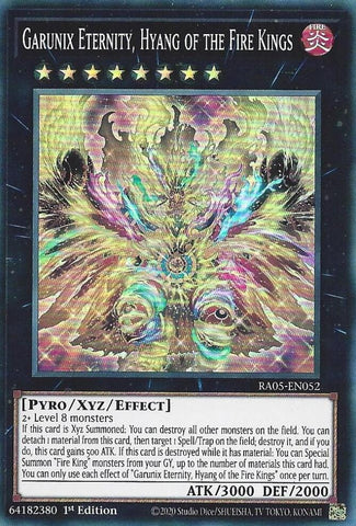 Garunix Eternity, Hyang of the Fire Kings [RA05-EN052] Super Rare - Yugioh Cards For Your TCG Needs!