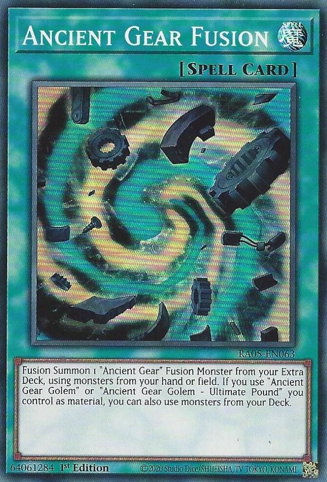 Ancient Gear Fusion [RA05-EN063] Super Rare - Yugioh Cards For Your TCG Needs!