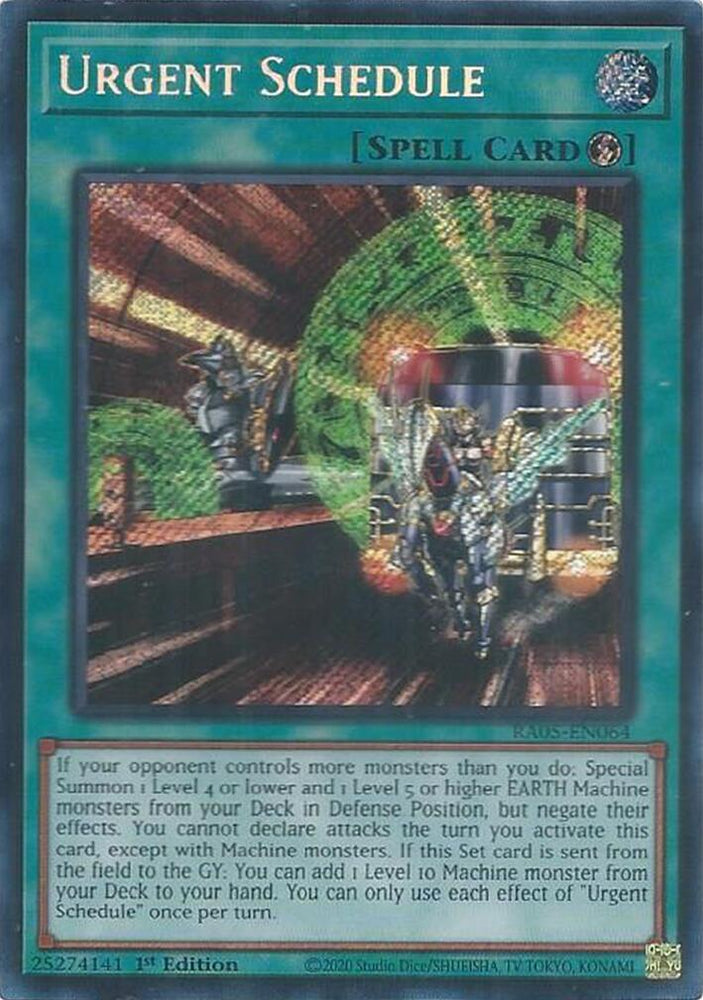 Urgent Schedule [RA05-EN064] Secret Rare - Yugioh Cards For Your TCG Needs!
