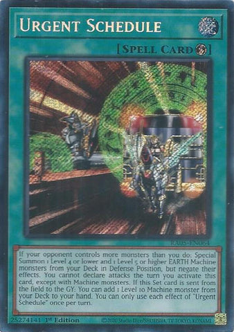 Urgent Schedule [RA05-EN064] Secret Rare - Yugioh Cards For Your TCG Needs!