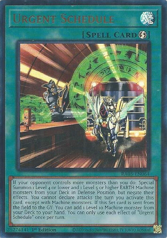 Urgent Schedule [RA05-EN064] Ultra Rare - Yugioh Cards For Your TCG Needs!