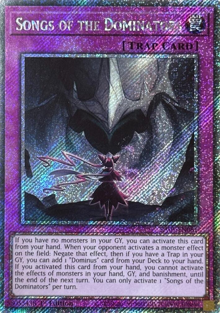 Songs of the Dominators [RA05-EN081] Platinum Secret Rare - Yugioh Cards For Your TCG Needs!