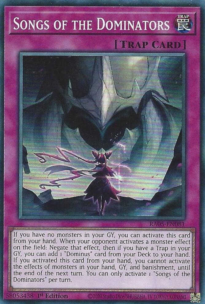 Songs of the Dominators [RA05-EN081] Super Rare - Yugioh Cards For Your TCG Needs!