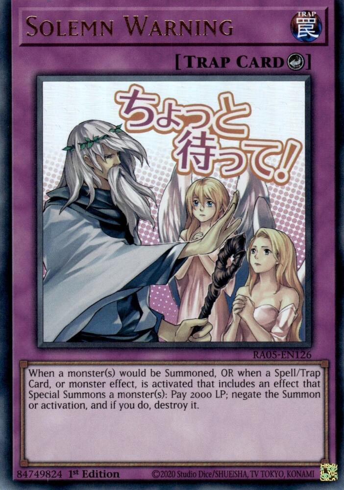Solemn Warning [RA05-EN126] Ultra Rare - Yugioh Cards For Your TCG Needs!