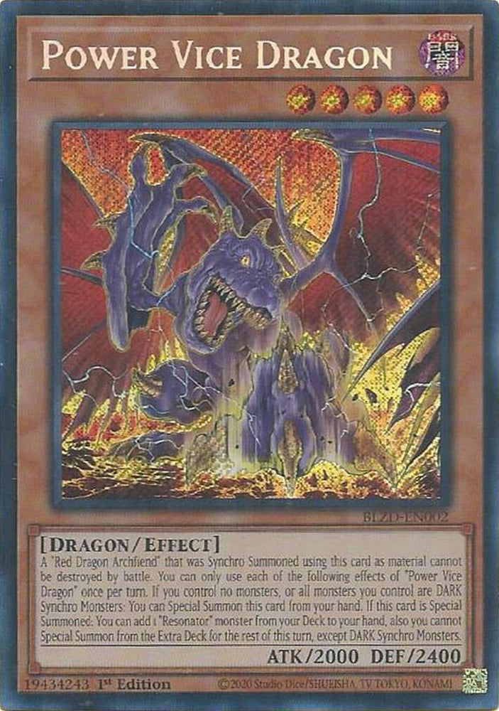 Power Vice Dragon [BLZD-EN002] Secret Rare - Yugioh Cards For Your TCG Needs!