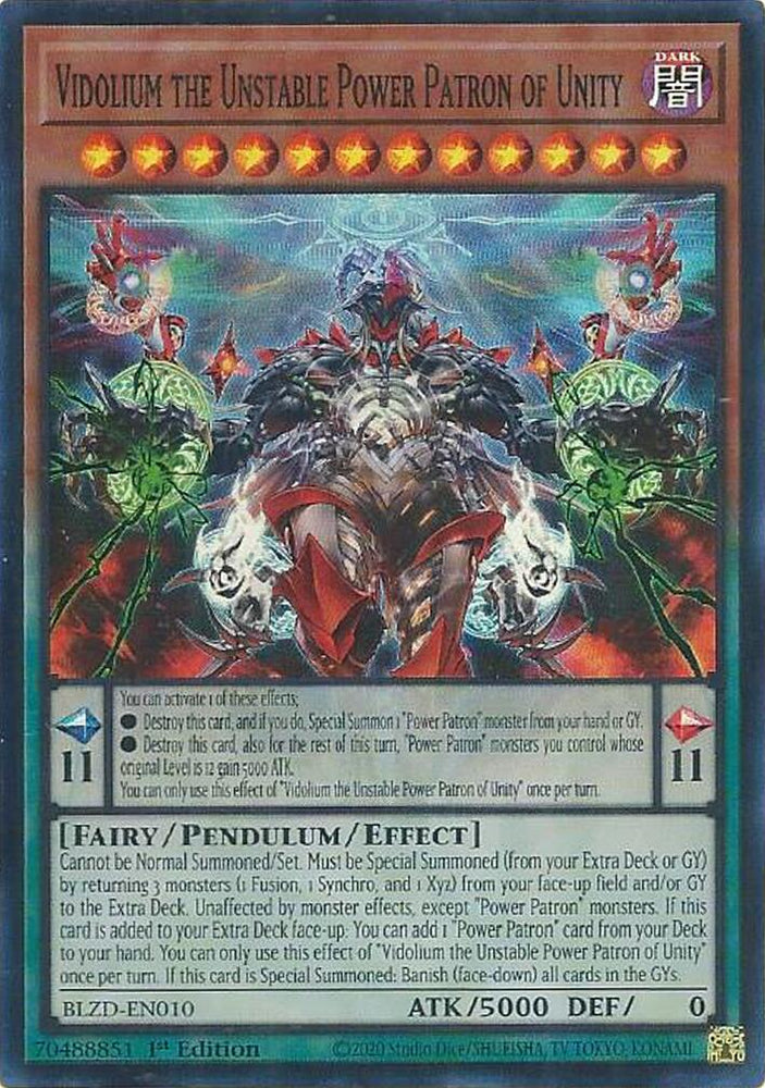 Vidolium the Unstable Power Patron of Unity [BLZD-EN010] Super Rare - Yugioh Cards For Your TCG Needs!