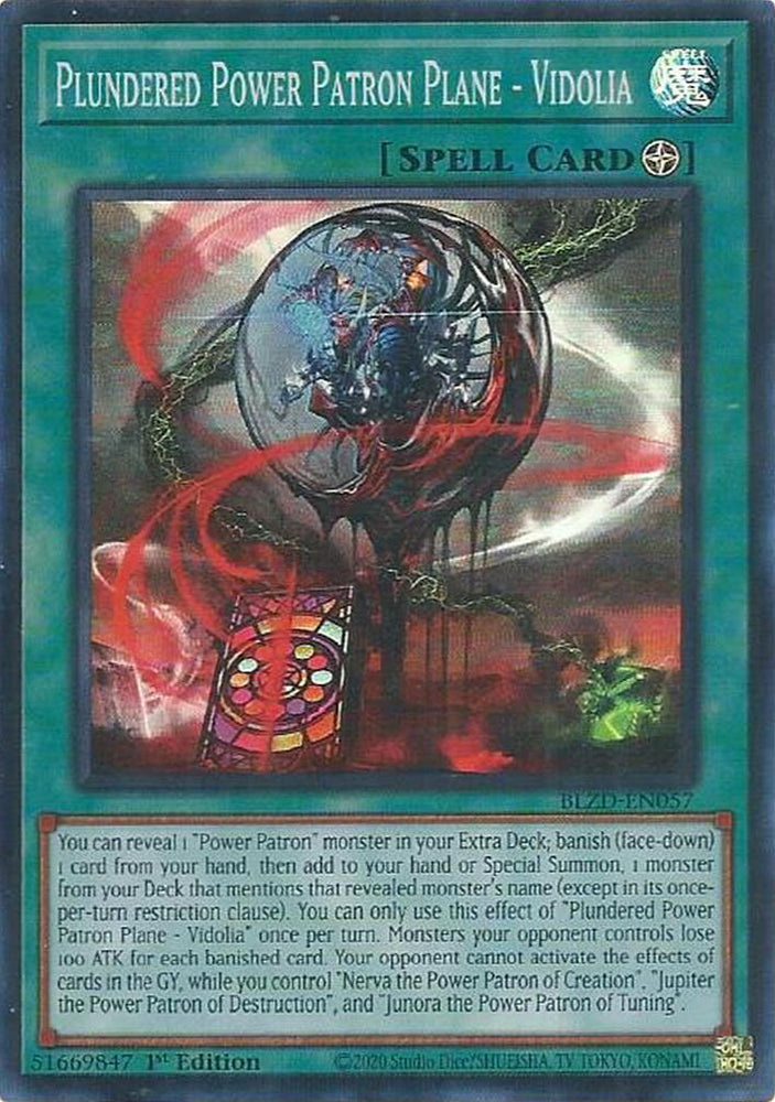 Plundered Power Patron Plane - Vidolia [BLZD-EN057] Super Rare - Yugioh Cards For Your TCG Needs!
