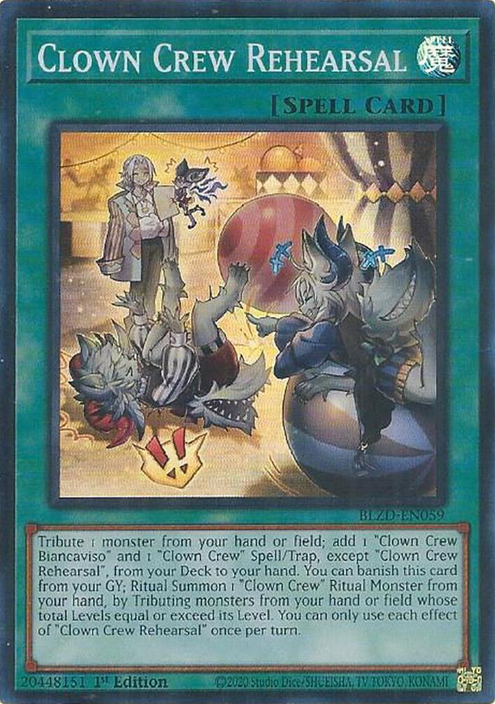 Clown Crew Rehearsal [BLZD-EN059] Super Rare - Yugioh Cards For Your TCG Needs!