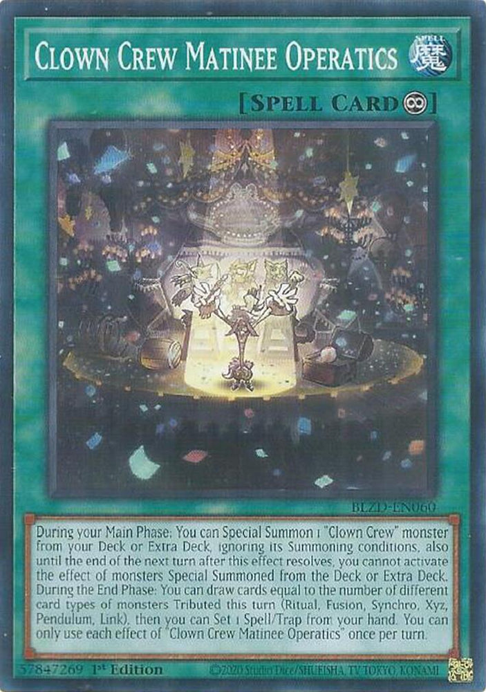 Clown Crew Matinee Operatics [BLZD-EN060] Common - Yugioh Cards For Your TCG Needs!