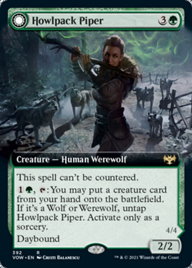 Howlpack Piper // Wildsong Howler (Extended Art) [Innistrad: Crimson Vow] Magic: The Gathering