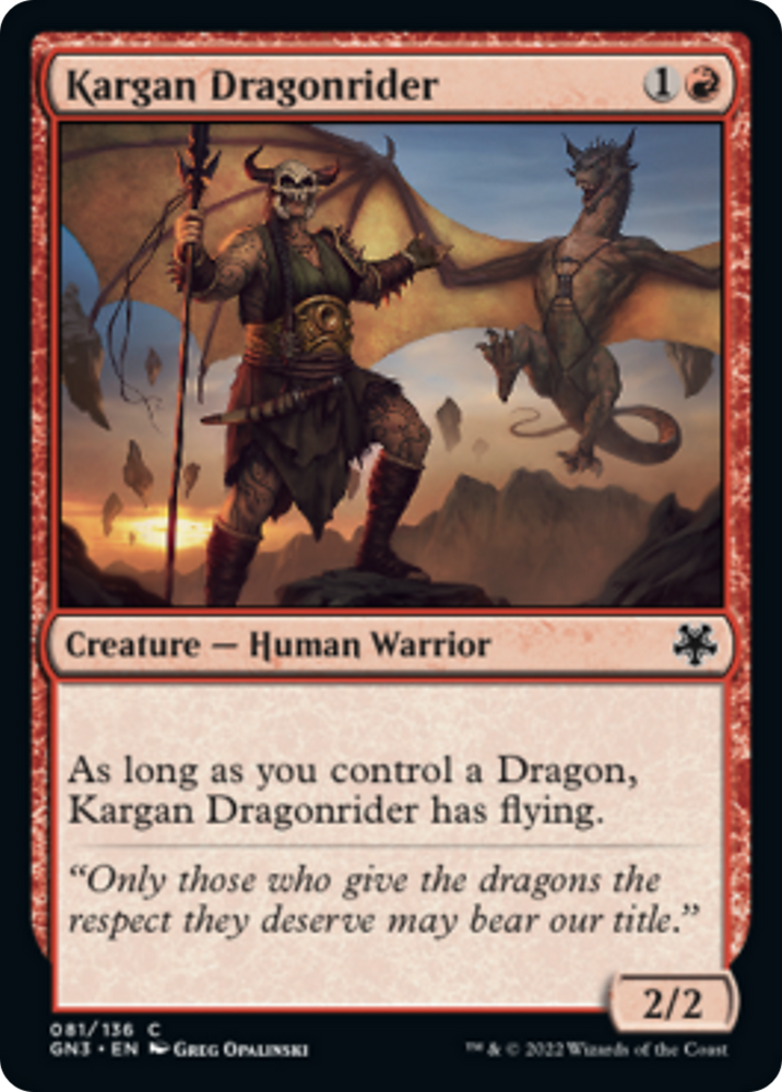 Kargan Dragonrider [Game Night: Free-for-All] Magic: The Gathering