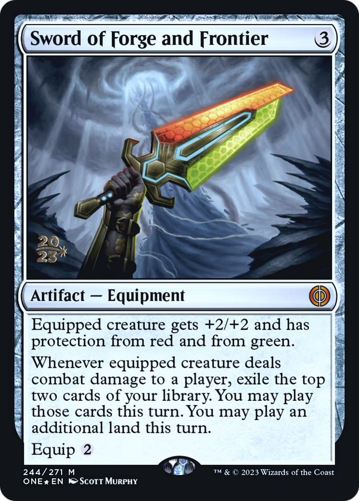 Sword of Forge and Frontier [Phyrexia: All Will Be One Prerelease Promos] Magic: The Gathering