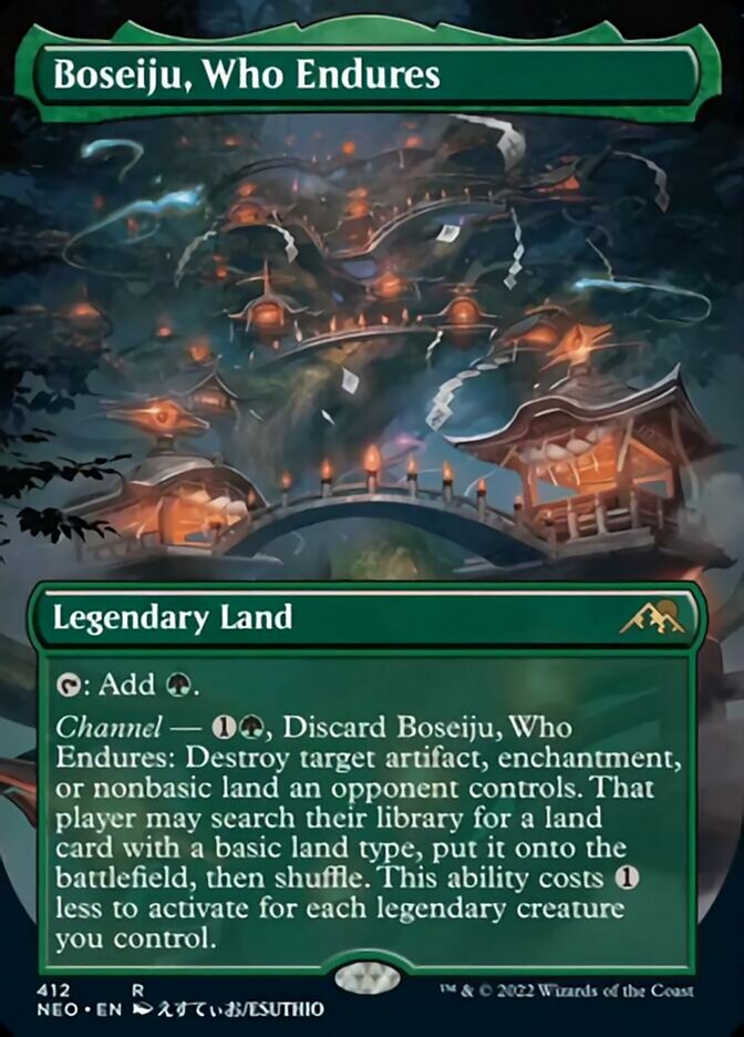 Boseiju, Who Endures (Borderless Alternate Art) [Kamigawa: Neon Dynasty] Magic: The Gathering